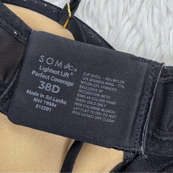 SOMA / black lace lightest lift perfect coverage bra / 38D - Picture 4 of 5